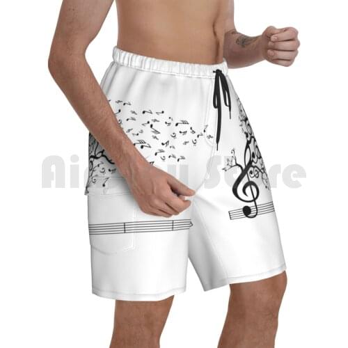 The Sound Of Nature In Motion Beach Shorts Men Beach Pants Swimwear Music Tree Wind Sound Blowing In Cool Retro