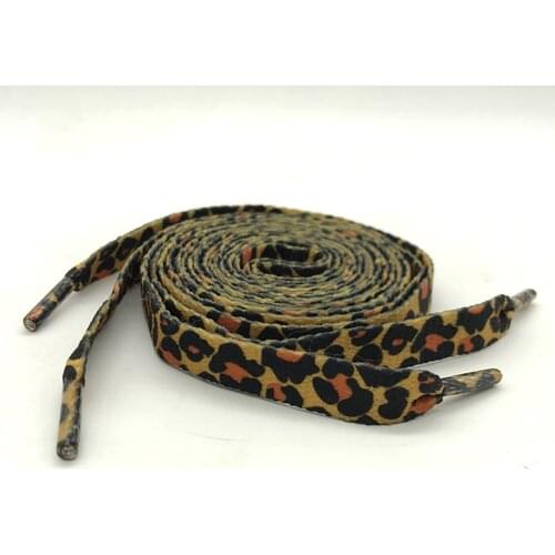 1 Pair Newest Classic Leopard Print Shoelaces Fashion Flat Laces Applicable To All kinds Of Shoes Leopard Print Shoestrings
