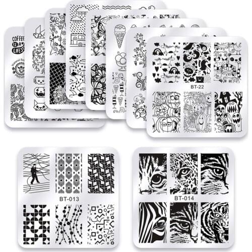 1Pc 6x6cm Nail Art Stamping Plates Multi-Patterns Print Manicure Image Templates Nail Art Stamps Stencil For Nail Art Decoration