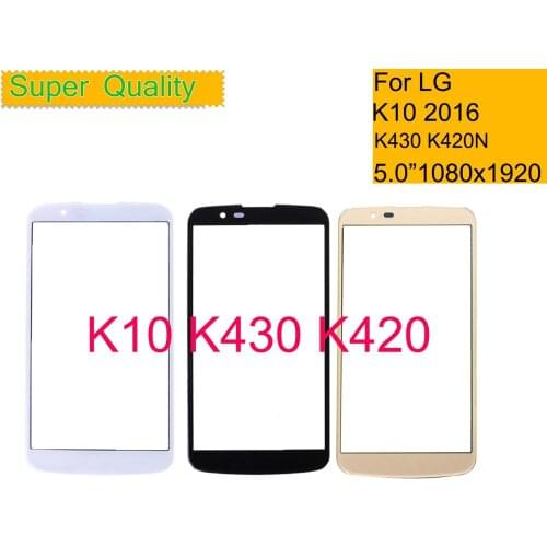10Pcs/lot For LG K10 K410F M2 K430T K420N K430DS Touch Screen Front Glass Panel Front Outer Glass Lens K10 2016 LCD Glass