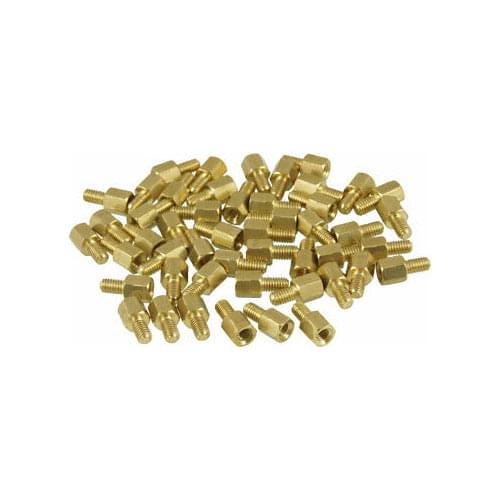 100 Pcs Brass Screw PCB Standoffs Hexagonal Spacers M3 Male x M3 Female 5mm M3X5+5