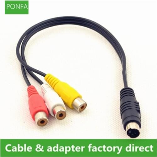 30cm/0.3m S-Video 4-Pin to 3-RCA RGB Component Cable Adapter