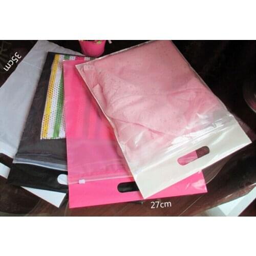 35x27CM Plastic Reusable Clothes Bags Self-Sealing Garment Zipper Bag Handheld Trousers Packaging Bag
