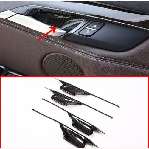 4Pcs For BMW X5 X6 F15 F16 2014 2015 2016 2017 2018 Carbon fiber ABS Interior Door Bowl Cover Trim Accessories