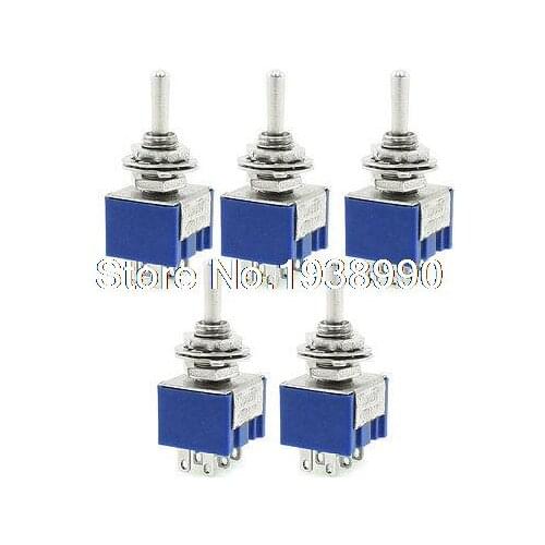 5 Pcs ON/OFF/ON 6-Terminals Double Pole Center off Toggle Switch DPDT DPCO