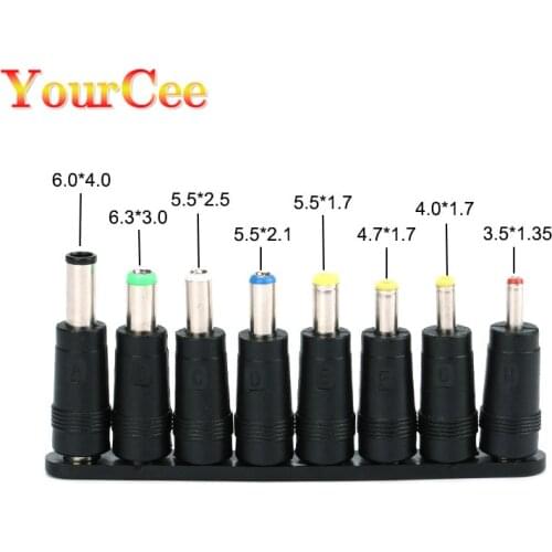 8pcs 8 In One 5.5x2.1mm DC Power Jack Male Jack DC Connector For DC Female Plugs Adapter 6.3 6.0 5.5 4.7 4.0 3.5 2.5 Connectors
