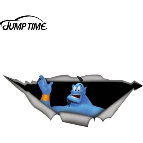 Jump Time 13cm x 4.8cm Aladdin Vinyl Sticker Torn Metal Decal Film Funny Car Stickers Window Bumper Cartoon 3D Car Styling