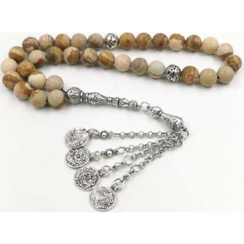 Tasbih Natural JASPERs stone Muslim Bracelets Yellow misbaha Gift prayer beads islamic Jewelry Saudi arabia Fashion Accessories