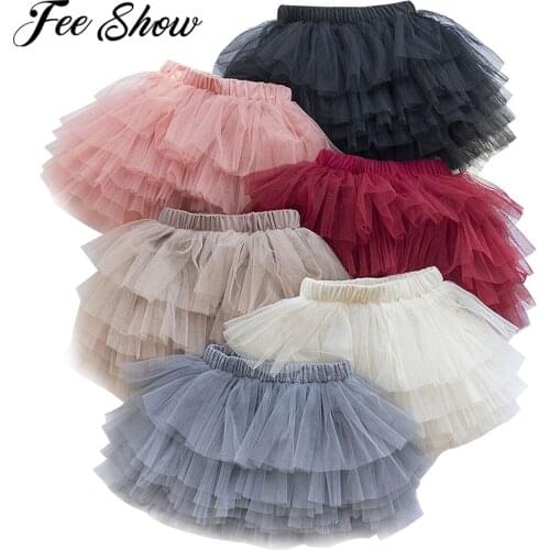 Kids Girls Mesh Tulle Ballet Dance Tutu Skirt Children Cake Pettiskirt Skirt Girl Princess Skirts Ball Gown Girls Birthday Party