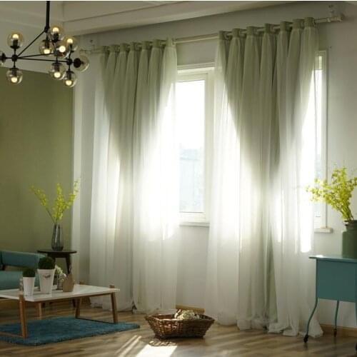 Fashion Double-Layer Thermal Insulated Blackout Curtains For Living Room Bedroom Window Decor Curtain Blinds Stitched Tulle
