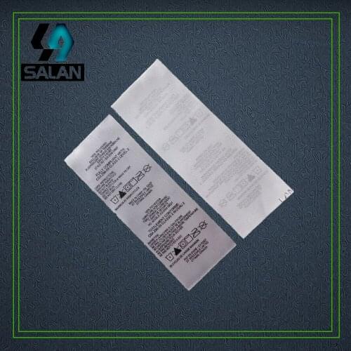 Customized satin care tags for garment custom clothing printed silk material wash label fabric sewing tags