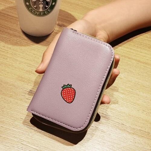JULICXYJ Brand Women Card Bags Holder Strawberry Banana Cherry Extendable ID Card Case Wallet Mini Purse Carteira Femme Mujer