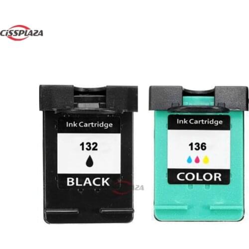 CISSPLAZA 2pk Ink Cartridge compatible for hp 132 136 for Officejet 6213 5443 D4163 PSC 1513 1513s Photosmart 2573 C3183 D5163