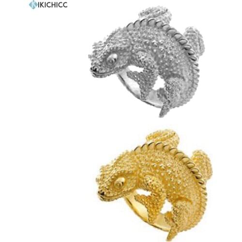 KIKICHICC 925 Sterling Silver Big Large Lizard Thick Resizable Adjustable Rings Women Rock Punk Fine Jewelry Wedding Party