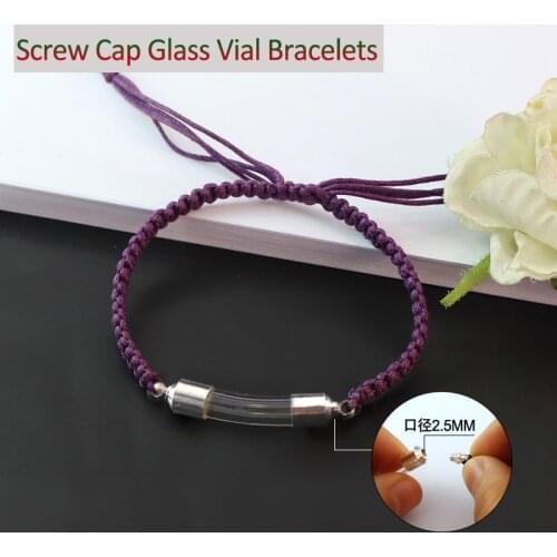 2PCS 6MM Curve Tube Screw Cap Premade Cotton Bracelet Rice Vial Wishing Bracelets Urn Keepsake Jewelry For Friend Gift