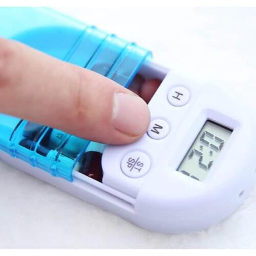 Pill Box Medicine Portable Storage Box Electronic Timing Reminder Medicine Boxes Alarm Timer Pills Organizer Pill Drug Container