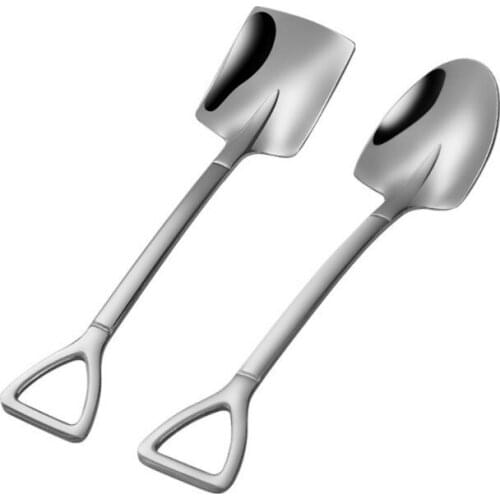 Spoon Multifunctional Shovel Spoon Creative 304 Stainless Steel Coffee Iron Scoops Engineering Shovel Retro Cute Square Head Dur