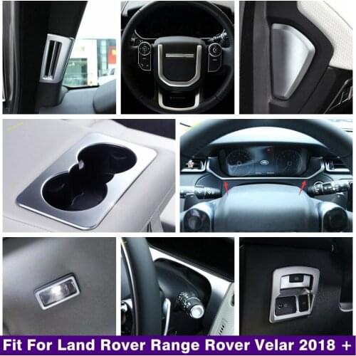 Matte Interior Refit Kit Pillar A Air AC / Dashboard / Water Cup Holder Cover Trim For Land Rover Range Rover Velar 2018 - 2021