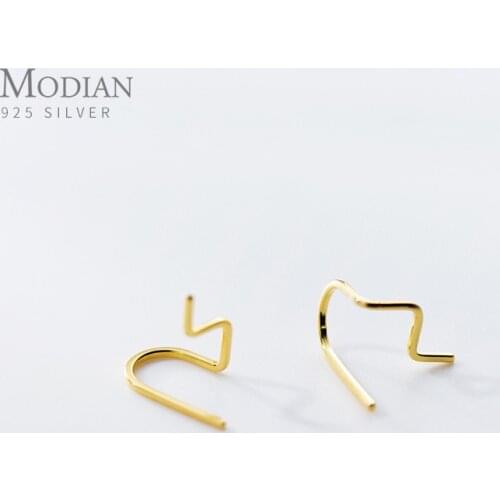 Modian Fashion 3 color Geometric Lines Stud Earring for Women 925 Sterling Silver Korea Style Fine Jewelry Simple Ear Pin