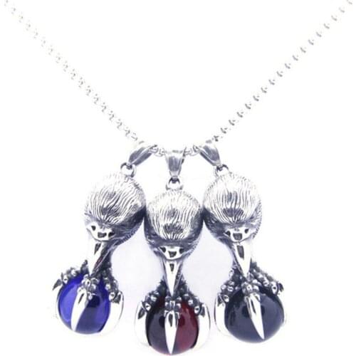 Rany&Roy Newest Flying Eagle Ball Pendant 316L Stainless Steel Biker Fashion Huge Stone Eagle Claw Pendant