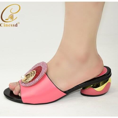 Latest African Women Wedding Shoes High Quality Elegant Italian Women Shoe with Stone High Heels Women Pumps Nigerian Lady Shoes