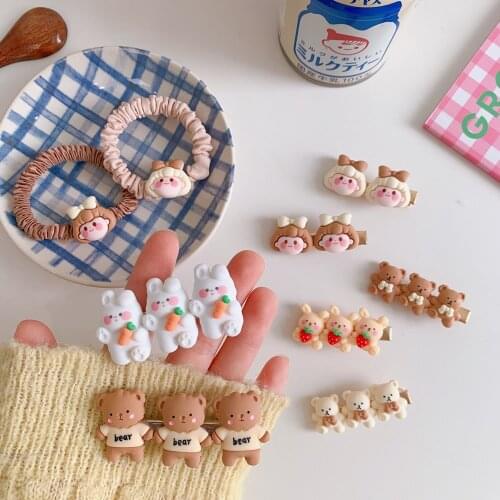 2021 New Cartoon Bunny Bear Children Hairpin Hair Clips Baby Side Bangs Clip For Cute Girls Headdress Hair Accessories