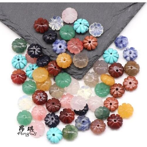 New Arrival 12pcs Set Natural Pumpkin Agates Beads For Jewelry Making Necklace Charm Bracelet DIY Crafts Accessory 7x11mm