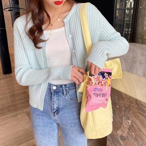 Autumn Solid Women Sweater Cotton Knit Loose Chic Office Lady Clothes Cardigan Pull Femme Long Sleeve O-neck Sweaters16083