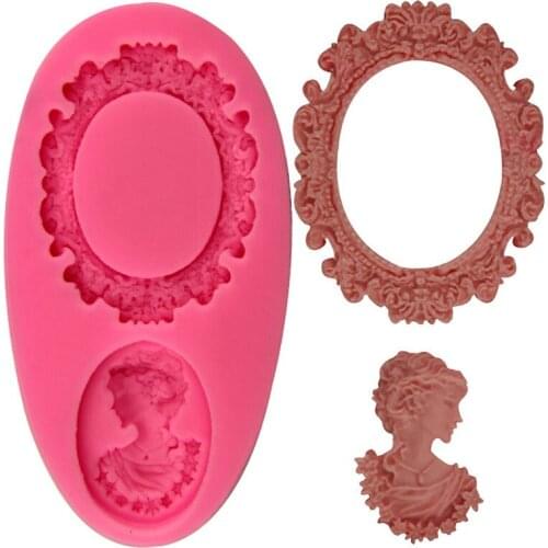 Oval Cameo Mini Frame Fondant Silicone Mold for DIY Pastry Cupcake Dessert Lace Cake Decoration Kitchen Accessories Baking Tool
