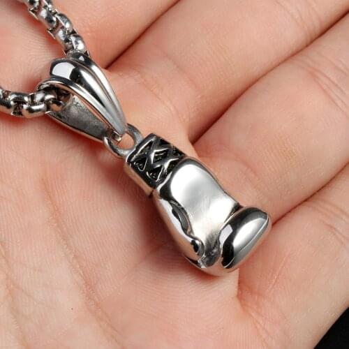 Fashion Boy boxing glove Pendant Necklaces for Men 316 Stainless Steel Chain Fashion Mens Jewelry Halloween Gift