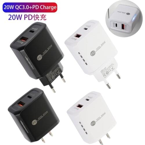 PD20W+QC3.0 Fast Charging Charger Dual Port Charger For iPhone 12 11 Pro XR XS Max 6 7 8 IPad Huawei Xiaomi Samsung