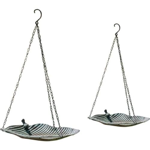 Hanging Chain Bird Feeder Platform Seed Dish Tray Metal Feeding Bowl Outdoor Garden Backyard Decoration