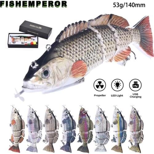 Propeller Auto Electric Wobbler Swimming Fishing Lure Siking ABS Multi Jointed Bait 3D Fish USB Rechargeable Swimbait Crankbait