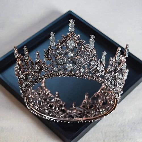 Luxury New European Style Baroque Bridal Crown Crystal Round tiara Wedding hair Accessories