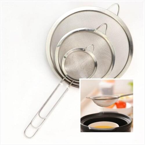 7/8/9/10/12/14/16/18cm Optional Kitchen Stainless Steel Flour Tea Strainer Mesh Colander Sieve Filter Sifter