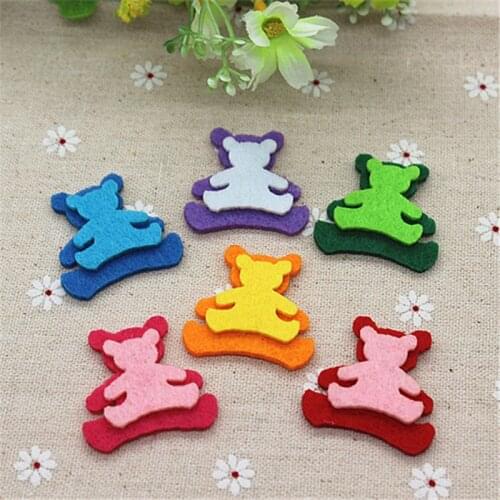 Mix Colors 30pcs/lot Handmade Cute Bear Shape Patches Felt Accessories for DIY Scrapbooking,35*35mm