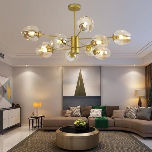 Modern Glass Decor Chandeliers for Living Room Minimalist Creative Restaurant Bedroom Hanging Lamp Home Decor Chandelier Ceiling
