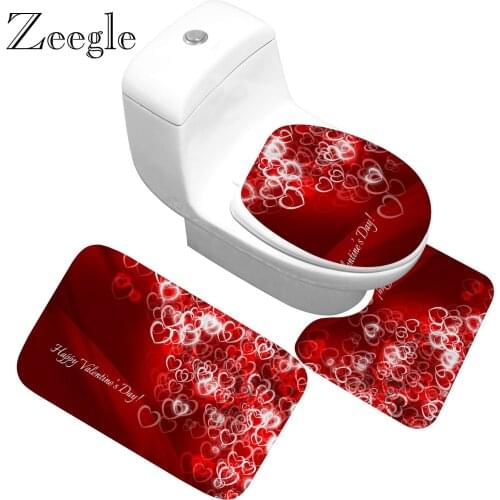 Zeegle 3pcs/set Bathroom Rugs And Mat Set Washable Shower Bath Carpet Decor Toilet Seat Tank Cover Rug Non-slip WC Mat