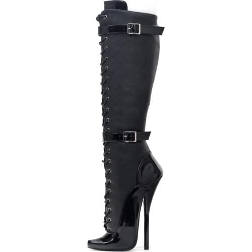 2021 New Arrive 18CM High Heel Boots Pointed toe Zip Cross-tie Sexy Women Knee-high Boots
