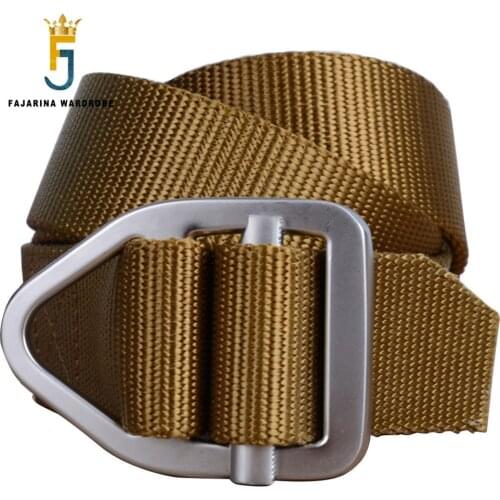 FAJARINA Unisex Quality Nylon Belts Unique Triangle Alloy Pin Buckle Fashion Canvas Striped Casual Belt for Women Men CBFJ0064