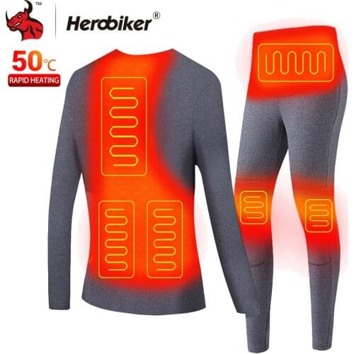 Winter Electric Heated Underwear Set Motorcycle Jacket Moto USB Battery Powered Fleece Thermal Long Johns Tops & Pants Women
