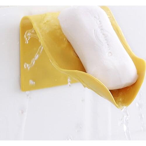 1Pc Soap Holder Bathroom Shower Soap Dish Shower Plates Soap Storage Box With Drain Wall Mounted Self Adhesive Plastic Supplies