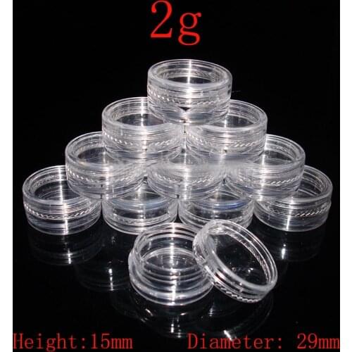 100pc/lot 2g Round sample Cream Bottle Jars container , Mini plastic container for nail art storage 2ml DIY PS plastic bottles