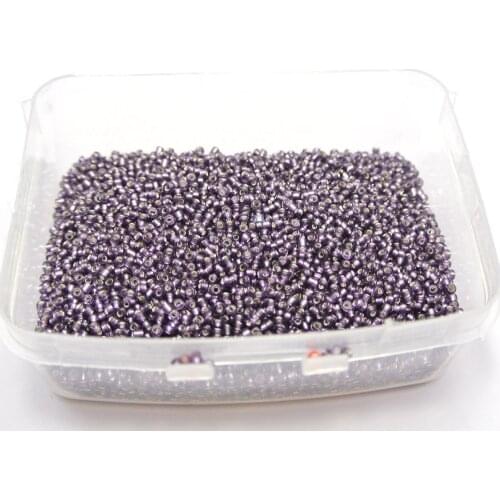 10000 Glass Seed Beads 1.5mm (12/0) silver lined Purple + Storage Box