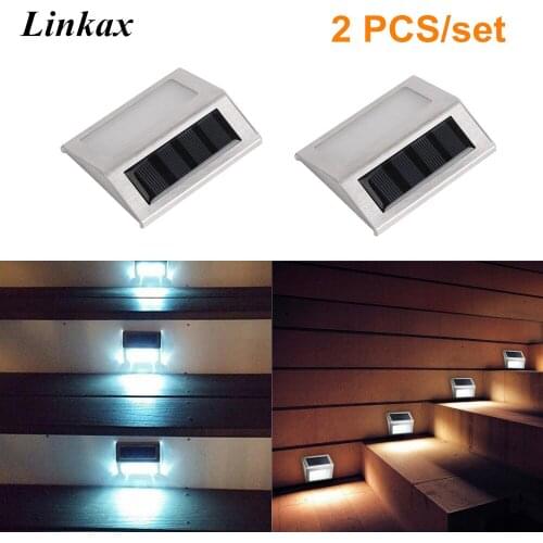 2 PCs/set Light-sensor LED Solar Night Light Outdoor Waterproof IP65 Garden Pathway Stairs Light Energy Saving LED Wall Lamps