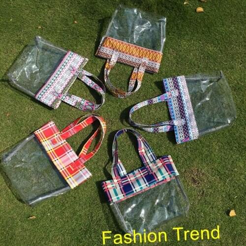 20pcs/lot Wholesale Waterproof Security Shoulder Clear Tote bag Latest Trend Ladies Large Capacity Clear PVC Beach Tote Bag