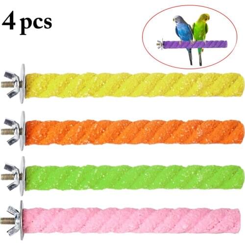 4PCS Bird Perch Frosted Anti-bite Wood Bird Cage Perch Bird Stand Parrot Perch Bird Stand Perch Bird Cage Toy For Parrots