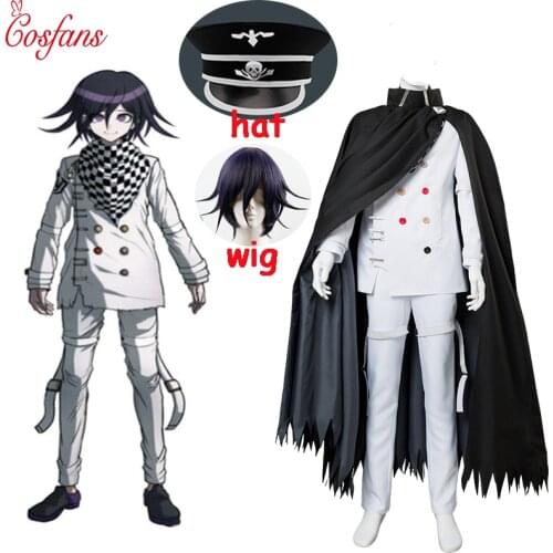 6PCS Anime Danganronpa V3 Ouma kokichi Cosplay Costume Japanese Game School Uniform Suit Outfit Suit hat and wig free delivery