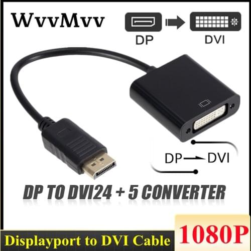 1080P DP to DVI Adapter DisplayPort Display Port to DVI Cable Adapter Converter Male to Female for Projector Displays Monitor