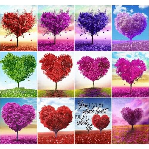 AZQSD 40x50cm Adult Coloring By Numbers Landscape Decor For Home DIY Oil Painting By Numbers Canvas Love Tree Handpainted Gift